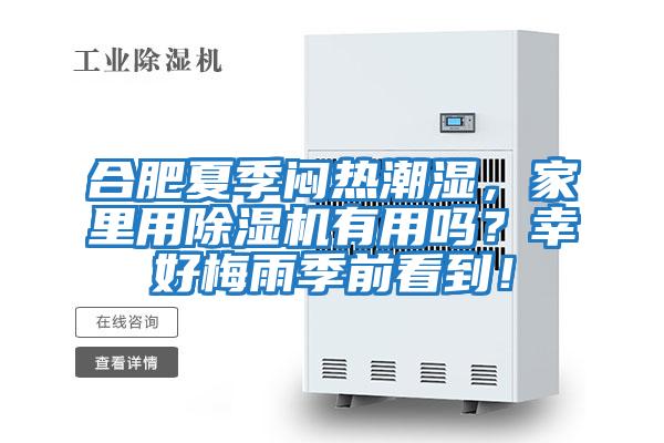 合肥夏季悶熱潮濕，家里用除濕機有用嗎？幸好梅雨季前看到！