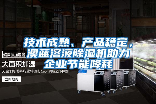 技術成熟、產品穩定，澳藍溶液除濕機助力企業節能降耗